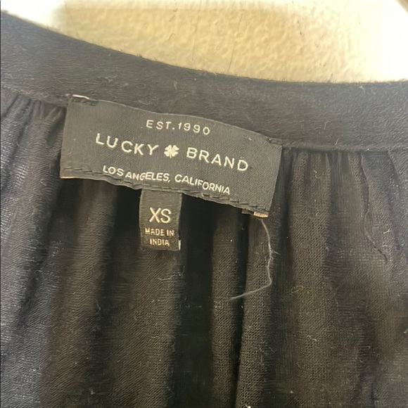 Lucky Brand Black Red Embellished Pleated Blouse - Picture 2 of 6